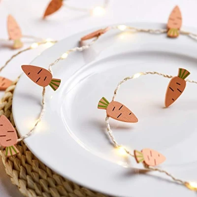 Image de Lights4fun Guirlande Lumineuse de 20 Carotte en Bois à LED Blanc Chaud Piles pour Intérieur