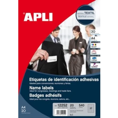 Image de Apli 012252 20 Badge Textile Adhésif, 63,5 x 29,6mm, Blanc