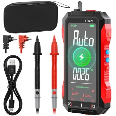 Image de Multimètre Numérique TRMS 6000 Comptes, USB Rechargeable Multimetre Professionnel, Automatique NCV Detector mesureTension Courant CA/CC Résistance Diodes Continuité Capacité Fréquence