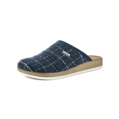 Image de inblu Femme Pantofole Donna Con Suola Bicolore Effetto Cucito E Plantare Imbottito in Vera Pelle Chausson, Bleu, 36 EU