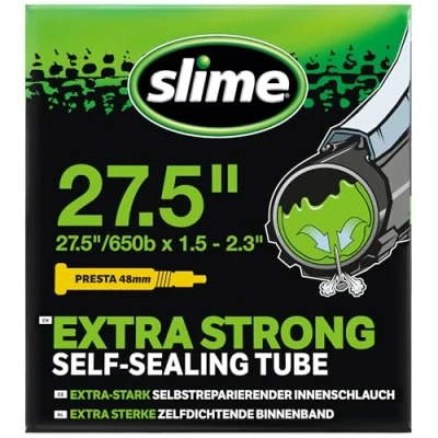 Image de Chambre à air vélo Slime 27.5 x 2.00 2.40 Valve Presta Liquide anti crevaison Noir