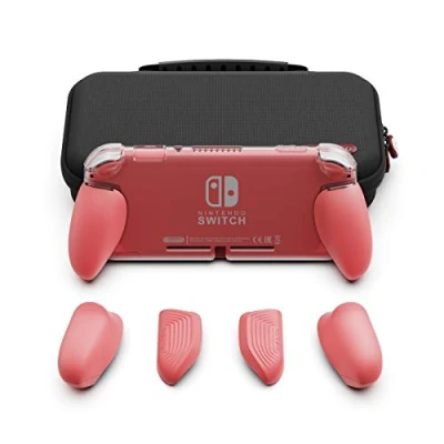 Image de Skull &amp; Co. Ensemble GripCase Lite : Un Étui de Protection Confortable avec des Poignées Interchangeables [pour s&#039;adapter à Toutes Les Tailles Mains] pour la Nintendo Switch Corail