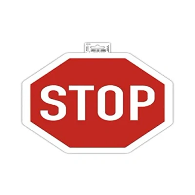 Image de Exacompta Réf. 67010E 1 panneau adhésif STOP En PVC traité anti dérapant et résistant aux UV Dimensions du : 30 x cm Coloris rouge