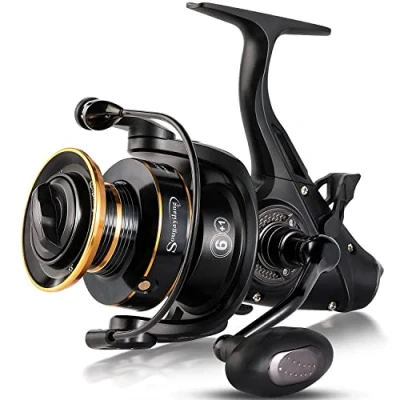Image de Moulinets de Carpe Sougayilang, pêche filante puissante et Lisse 6+1BB à la Carpe,Max Drag 33LB Bobine d’Eau salée/d’Eau douce 70