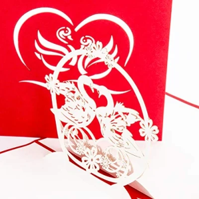 Image de Pop Up Carte de mariage &quot;Cygnes&quot; Fiançailles, Saint Valentin, carte, 3D, vœux, amour, mariage, Invitation, vœux