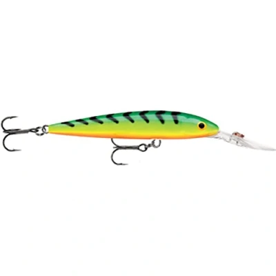 Image de Rapala Leurre de Pêche Down Deep Husky Jerk Matériel Résistant Traîne d&#039;Eau Douce et Mer Prof Nage 2.4 5.7m 12cm / 15g Fabriqué en Estonie Firetiger
