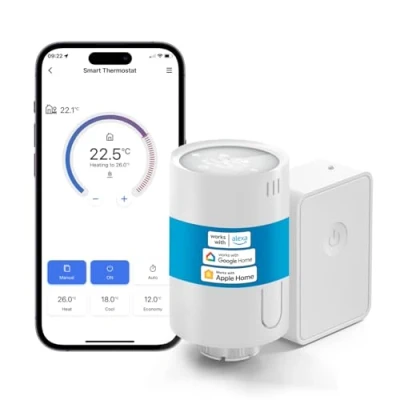 Image de Meross Thermostat de radiateur intelligent avec kit démarrage Contrôle chauffage Installation facile à faire soi même, compatible Apple HomeKit, Alexa, Google Home,