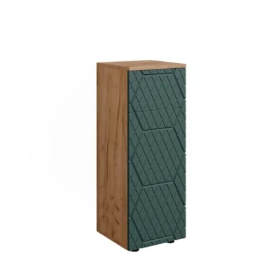 Image de Vicco Armoire midisch Irma, Chêne de Force doré/Vert, 30 x 81 cm avec 1 tiroir, 2 Compartiments, Salle Bain