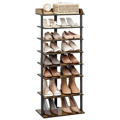 Image de Mondeer Étagère à Chaussures 7 Niveaux, Rangement des Chaussure en Bois Style Industriel pour Les Entrées Couloir Salon Chambres, 47 x 28 113 cm, Brune Rustique