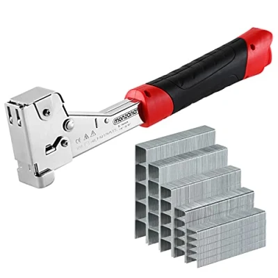 Image de Marteau agrafeur acier inoxydable 6 14mm 500 agrafes arrache système de chargement coulissant pistolet agrafeuse