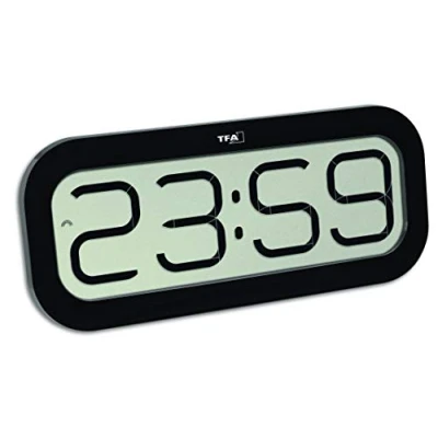 Image de TFA Dostmann Horloge Murale numérique Radio pilotée Bim Bam, 60.4514.01, avec Fuseau horaire, commutable, Sonnerie horaire 5 Sons différents, Volume réglable, Grand écran, Noir
