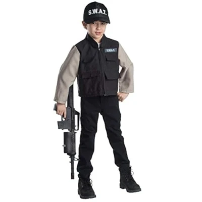 Image de Dress Up America Costume De Jeu Rôle S.W.A.T Noir Ensembles Simulation Pour Enfants D&#039;habillage Les Tout Petits
