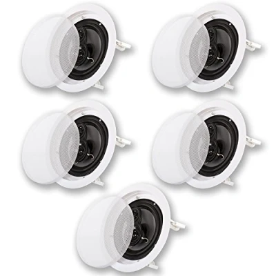 Image de Acoustic Audio by Goldwood CS IC83 8? 3 Way In Ceiling Home Theater Speaker System (White, 5 Speakers)