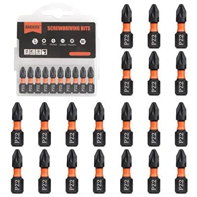 Image de Assortiment d&#039;embouts PZ2 Baidets 25 pièces Longueur : mm Tige hexagonale 1/4&quot; Avec boîte distributrice