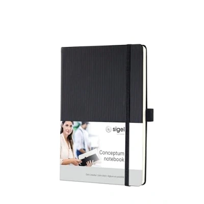 Image de SIGEL CO109 Carnet de notes premium pointillé, A5, couverture rigide, noir Conceptum