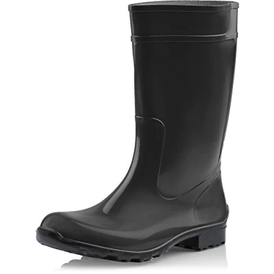 Image de Ladeheid Bottes de Pluie Femme en Caoutchouc PVC avec Semelle Extérieure Antidérapante 100% Imperméable Chaussures pour Femmes résistantes à l&#039;eau LA 967 (Noir/Noir, 38 EU)