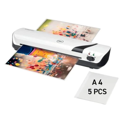 Image de GBC, Plastifieuse Inspire+ A4, idéale pour le bureau et la maison, Temps de chauffe 4 minutes, pochettes 75 à 125 microns, incluses, Blanc, 4410031