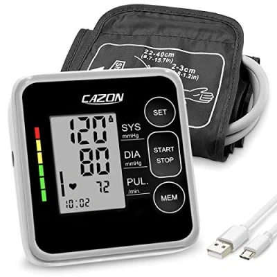 Image de Tensiometre, Bras machine automatique de pression artérielle numérique Accueil utilisation, fréquence cardiaque Surveillance compteur avec brassard 22 40cm, 2 x 120 Sets mémoire