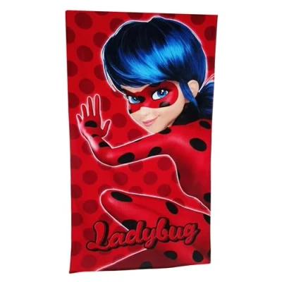 Image de Serviette de bain pour enfant plage 100 % coton 70 x 140 cm (Ladybug Miraculous)
