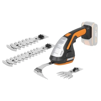 Image de WORX Set Sculpte Haies et Taille Herbes sans Fil 20V avec 4 Lames pour Arbustes, Petits Buissons Désherbage Poignée Souple Compact Léger Livré Batterie ni Chargeur WG801E.91
