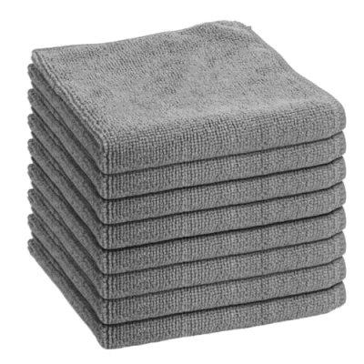 Image de Wisebom Lot de 8 Chiffons Nettoyage en Microfibre Polyvalents sans Traces Dimensions : 30 x cm (Gris)