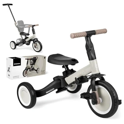 Image de KikkaBoo Tricycle évolutif pour bébé 5 en 1 Flip, vélo Enfants de an à Ans, avec ou sans pédales, réglable et Transformable, Beige