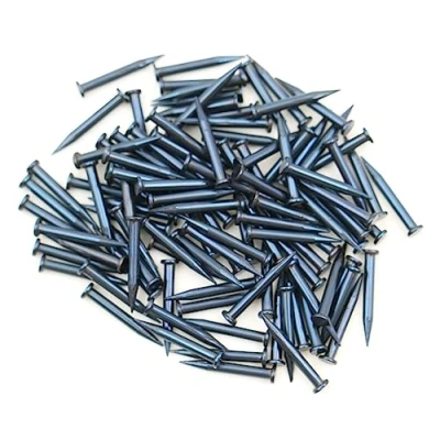 Image de Design61 Lot de 100 clous en acier 1,2 x 10 mm avec pointe battue tête plate bleu