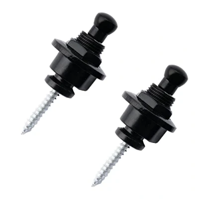 Image de Musiclily Guitare Attache Courroie Sécurité de Sangles Round Strap Locks Buttons en Métal pour électrique Acoustique Strat Tele et Basse, Noir(Lot 2)