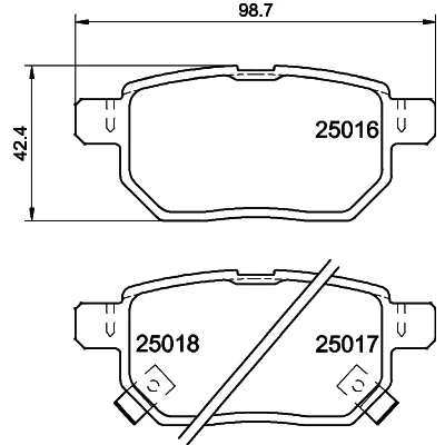 Image de HELLA 8DB 355 014 991 Jeu de plaquettes frein avec indicateur d&#039;usure accessoires TOYOTA: Auris 5 portes, Yaris II 3/5 portes