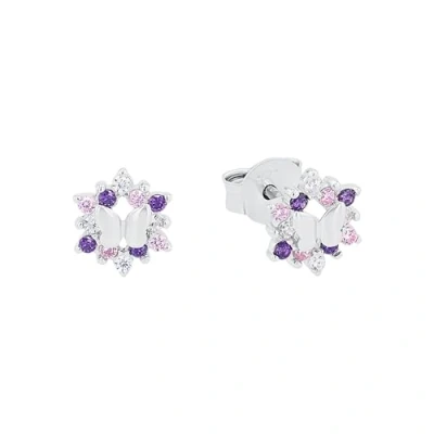 Image de Prinzessin Lillifee Boucles d&#039;oreilles à tige en argent sterling 925 pour fille, avec zircone synthétique, 0,7 cm, violet, papillon, livré dans une boîte cadeau, 9245598
