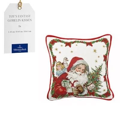 Image de Villeroy &amp; Boch Toy&#039;s Fantasy Coussin réversible Gobelin, Motif de Père Noël, Multicolore, 45 x 6,5 cm, Coton, Lavable en Machine