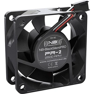 Image de Noiseblocker BlackSilent (60mm, PR 2) PC Case Fan 80mm Pro PWM Avec Ailes silencieuses Cadre en Silicone 2.500 Rpm