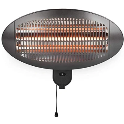 Image de Chauffage de terrasse mural avec 3 niveaux puissance Tubes quartz, infrarouge, résistant aux éclaboussures (IP34) 650/1350/2000 W Facile à utiliser commande par cordon