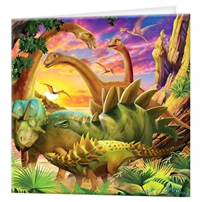 Image de Carte de voeux 3D LiveLife Joyeux Dinos Deluxebase. lenticulaire Dinosaure colorée pour toute occasion et tout âge, anniversaire. original sous licence l&#039;artiste, Michael Searle