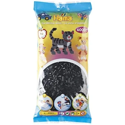 Image de Hama 205 18 Loisirs Créatifs Sachet 6000 Perles à Repasser Taille Midi Noir
