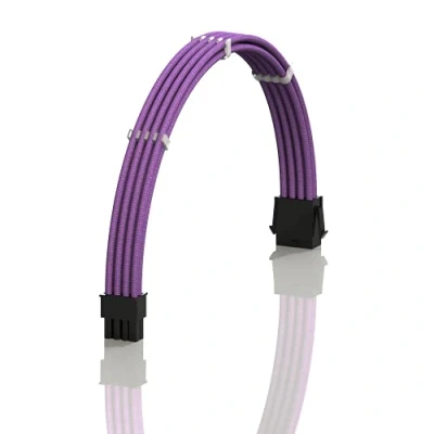 Image de LINKUP AVA 30cm 8 Broches (4+4) CPU ATX Carte Mère Alimentation PSU Câble d&#039;Extension Tressé Manchon Personnalisé Mod PC avec Peignes Pack Unique 300mm Violet