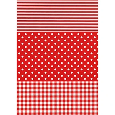 Image de Décopatch FDA484O Une pochette de 20 feuilles 30x40 cm Vichy, pois, rayé Rouge