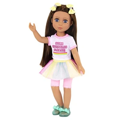 Image de Glitter Girls Poupée Moderne articulée de 35 cm Kika Cheveux Bruns, Yeux Bleus, Tenue Glace et Accessoires 3 Ans +