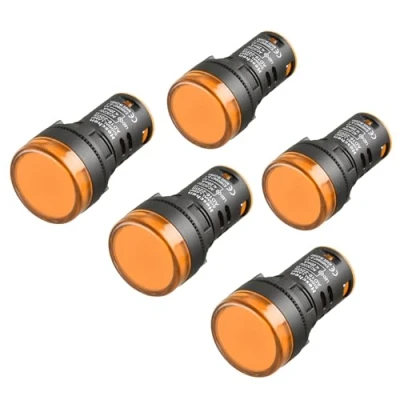 Image de Heschen Lot de 5 voyants lumineux LED 22 mm, AD16 22D/S, 24 VDC 20 mA, couleur lumière jaune