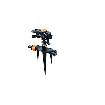 Image de Fiskars Arroseur à impulsions, Avec réglage de la portée, contrôle du Schéma Pulvérisation et Rotation, Taille universelle, Ø 26 m 466 g, Noir/Orange, 1023658