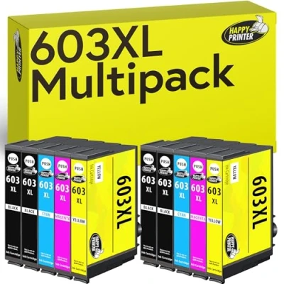 Image de Happy Printer 10 Cartouches d&#039;encre Compatible avec Epson 603XL pour WF2810 WF2820 WF2830 WF2835 WF2840 WF2845 WF2850 WF2870 XP2105 XP2150 XP2155 XP3105 XP3150 XP3155 XP4105 XP4150 XP4155