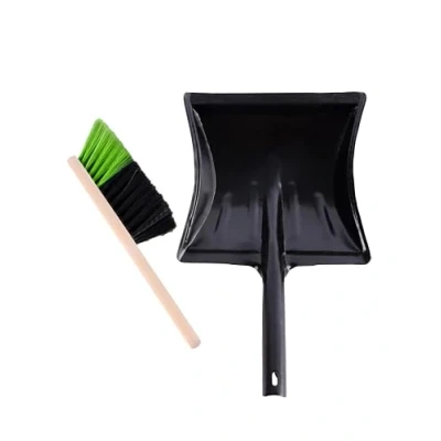 Image de Garronda Ensemble Pelle à poussière et Brosse de Nettoyage Combinaison débris, 1 Balayette en Bois Métal GD 0010 (Vert)