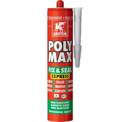 Image de Griffon GRI00025 Mastic Colle Poly Max Fix 1Seal Express Gris Transparent Cartouche 300 gr 6307750