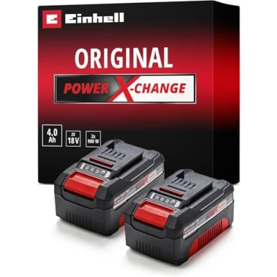 Image de Original Einhell Système à double batterie 4,0 Ah Twinpack Power X Change (Li Ion, 18V, 2x Ah, adapté tous les appareils PXC, gestion proactive de la batterie, cycles charge adaptés l&#039;état)