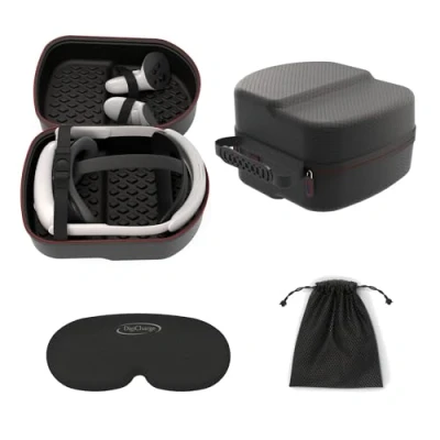 Image de Digicharge Étui de Transport Rigide Housse pour Meta Quest 3S / 3 2 avec Sangle Élite et Batterie, Casque Oculus VR Contrôleurs Finition Diamant