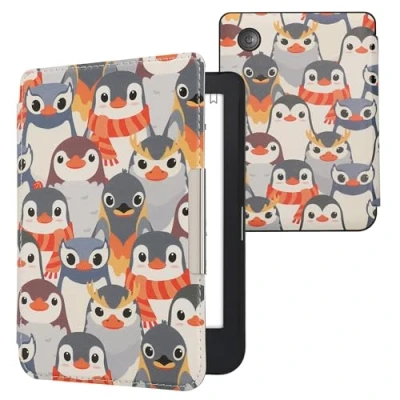 Image de kwmobile Étui Compatible avec Kobo Clara 2E Coque à Rabat magnétique Tablette eReader Similicuir Gris Jaune Marron