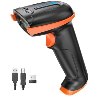 Image de Tera Lecteur de Codes Barres sans Fil avec Indicateur Niveau Batterie 2,4 GHz et Filaire USB 2.0 Douchette 1D Rechargeable, Brevet Conception : EU008489413, Modèle 5100