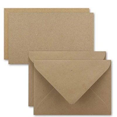 Image de Lot de 50 cartes avec Enveloppes En papier kraft Format A7 (10,5 x 7,3 cm) C7 Marron sable