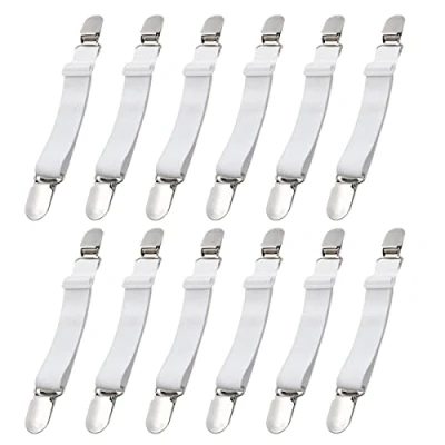 Image de CINGHIA Attache Drap Housse,Sangle Housse,12 Pièces Sangle de Maintien Ajustable,Réglable Housse Maintient Tendeur Draps Réglable Blanc