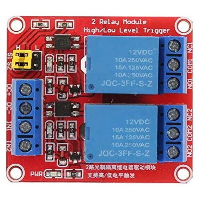 Image de Carte de Module Relais, Relais à 2 Canaux avec Isolement Optocoupleur D&#039;extension Déclenchement Niveau Haut/Bas Optocoupleur(12V)